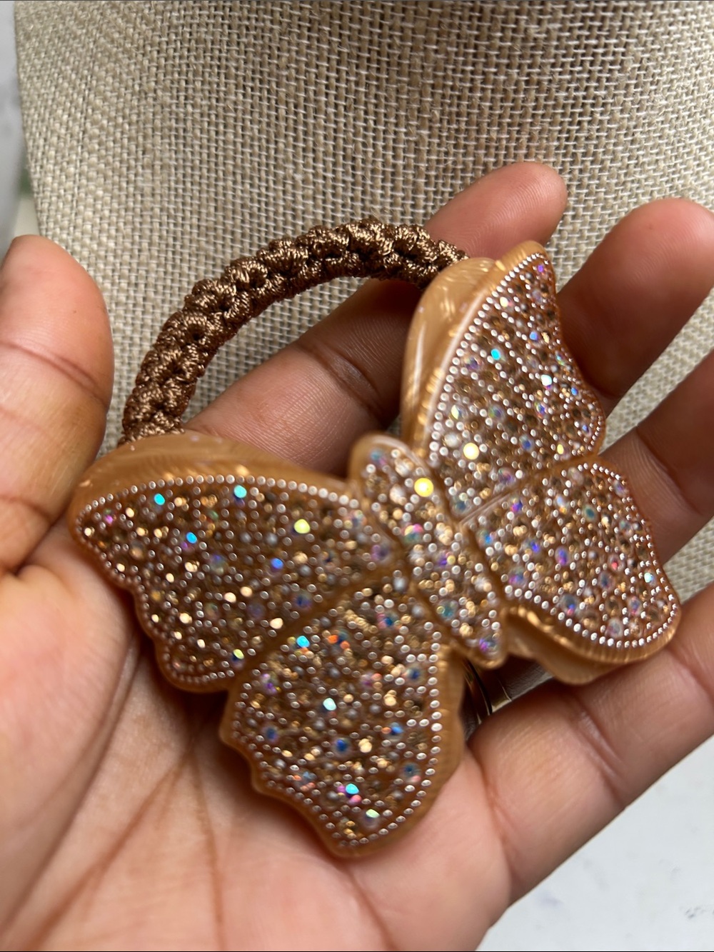 Crystal Butterfly Hair Tie - Rose Gold